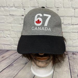 Canada 67 Hat Cap Snapback Gray Black One Size Embroidered Maple Leaf Spell Out